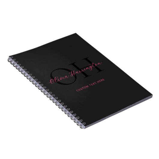 Moderne Schwarz-Pink-Script-Klassik Notizblock (Rechte Seite)
