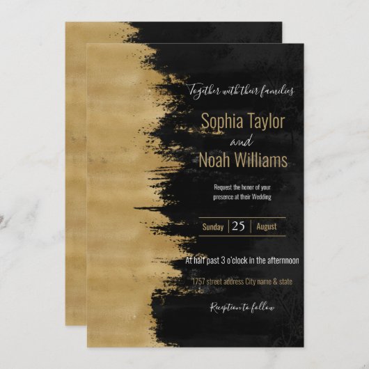 Moderne Schwarz Pinselstriche Abstrakt (Vorne/Hinten)