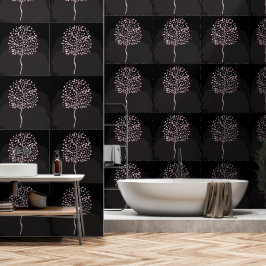 Moderne Schwarz Rosa Abstrakte Natur Tapete