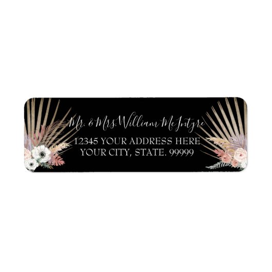 Moderne Schwarz-Rosa-Blumen-Tropenpalme Hochzeit (Vorne)