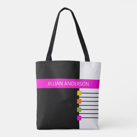 Moderne Schwarz-Rosa-Farbe Mit Monogramm blockiert Tasche (Rückseite)