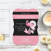 Moderne Schwarz-Rosa-Flamingo-Party Einladungen