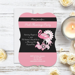 Moderne Schwarz-Rosa-Flamingo-Party Einladungen