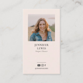 Moderne Schwarz/Rosa Foto Social Media Visitenkarte