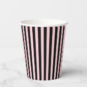 Moderne Schwarz & Rosa gestreift Pappbecher (Rückseite)