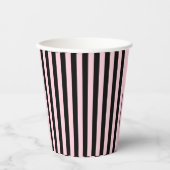 Moderne Schwarz & Rosa gestreift Pappbecher (Vorderseite)