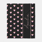 Moderne Schwarz-Rosa-Herzen Personalisiert Fleecedecke (Vorderseite)