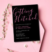 Moderne Schwarz & Rosa Hitched Einladung