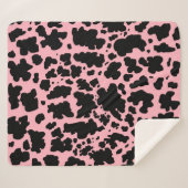 Moderne Schwarz-Rosa Kuh Haut Textur Tier drucken Sherpadecke (Vorderseite (Horizontal))