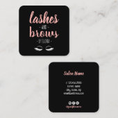 Moderne schwarz-rosa Lahnen und Bräune Quadratische Visitenkarte (Vorne/Hinten)