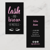 Moderne Schwarz-Rosa-Lasur und Braun Visitenkarte (Vorne/Hinten)