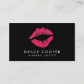 Moderne Schwarz-Rosa Lippen Makeup Artist Visitenkarte (Vorderseite)