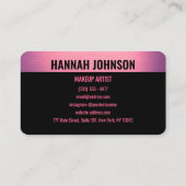 Moderne schwarz-rosa Metallic Business Card Visitenkarte (Rückseite)