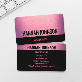 Moderne schwarz-rosa Metallic Business Card Visitenkarte