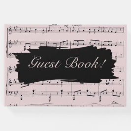 Moderne Schwarz-Rosa-Musik - Einladung zur Hochzei Gästebuch