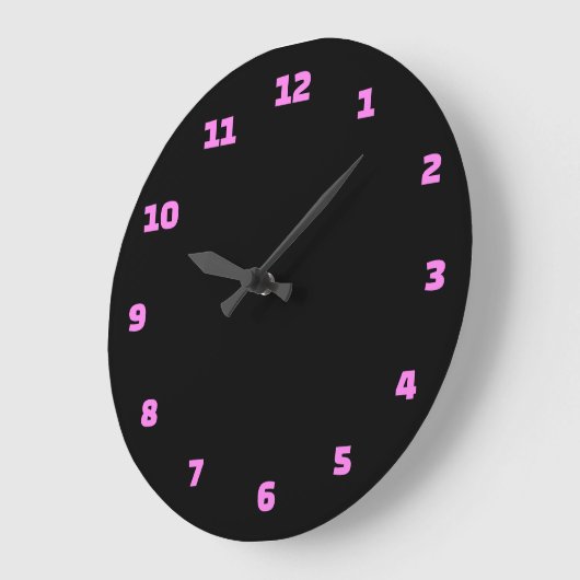 Moderne schwarz-rosa Zahlen Große Wanduhr (Winkel)