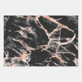 Moderne Schwarz-Rose-Gold-Marmor-Muster Geschenkpapier Set (Vorderseite 3)