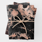 Moderne Schwarz-Rose-Gold-Marmor-Muster Geschenkpapier Set (Beispiel)