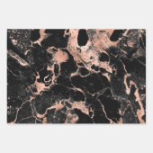 Moderne Schwarz-Rose-Gold-Marmor-Muster Geschenkpapier Set (Vorderseite)