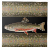 Moderne Schwarz-Rost-Fischer-Geschenk Foreut Fish Fliese (Vorderseite)