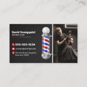 Moderne Schwarz-Rot-Barber-Shop-Pole-Treppe Visitenkarte (Vorderseite)