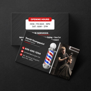 Moderne Schwarz & Rot Friseurstab Stange Hairstyli Visitenkarte