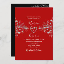 Moderne Schwarz-Rot-Hochzeit-Einladung