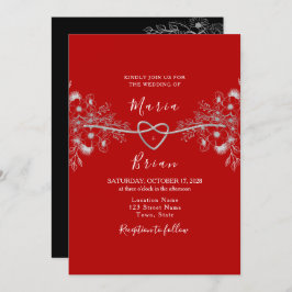 Moderne Schwarz-Rot-Hochzeit-Einladung Einladung