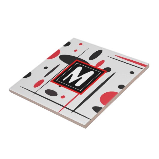 Moderne Schwarz-Rot-Keramik Fliese (Seite)