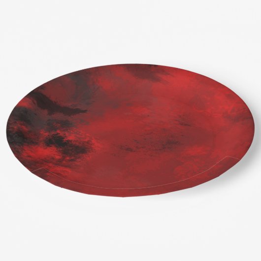 Moderne Schwarz-Rot-Kunst Abstrakt Pappteller (Schrägansicht)