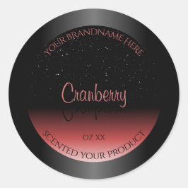Moderne Schwarz-Rot-Ombre-Glitzer-Produktetiketten Runder Aufkleber