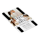 Moderne Schwarz Save the Date 3 Foto Hochzeit Magnet (Rechte Seite)