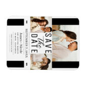 Moderne Schwarz Save the Date 3 Foto Hochzeit Magnet (Horizontal)