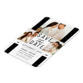Moderne Schwarz Save the Date 3 Foto Hochzeit Magnet (Linke Seite)