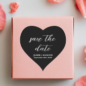 Moderne Schwarz-Save the Date-Hochzeitsankündigung Herz-Aufkleber