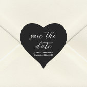 Moderne Schwarz-Save the Date-Hochzeitsankündigung Herz-Aufkleber