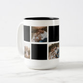 Moderne Schwarz-Schachtel-Familienfotografie Zweifarbige Tasse (Vorderseite Links)