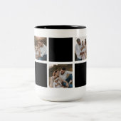 Moderne Schwarz-Schachtel-Familienfotografie Zweifarbige Tasse (Mittel)