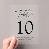 Moderne Schwarz-Script-Tischnummer Acryleinladungen (Insitu (Handheld))