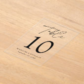 Moderne Schwarz-Script-Tischnummer Acryleinladungen (Ablage )