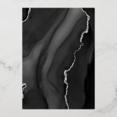 Moderne Schwarz Silber Agate Dunkle Hochzeit Folieneinladung (Rückseite)