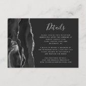 Moderne Schwarz Silber Agate Dunkle Hochzeitdetail Begleitkarte (Vorderseite)