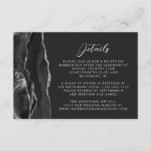 Moderne Schwarz Silber Agate Dunkle Hochzeitdetail Begleitkarte (Vorderseite)