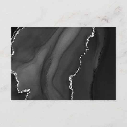 Moderne Schwarz Silber Agate Dunkle Hochzeitdetail Begleitkarte (Rückseite)