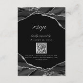 Moderne Schwarz-Silber-Foil-Agate-Hochzeit RSVP Karte (Vorderseite)