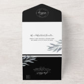 Moderne Schwarz-Silber-Hochzeit mit Perforierter U All In One Einladung (Außenbereich)