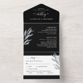 Moderne Schwarz-Silber-Hochzeit mit Perforierter U All In One Einladung (Innen Boden)