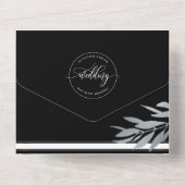 Moderne Schwarz-Silber-Hochzeit mit Perforierter U All In One Einladung (Rückseite)