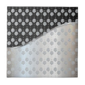 Moderne Schwarz-Silber-Keramik Fliese (Vorderseite)