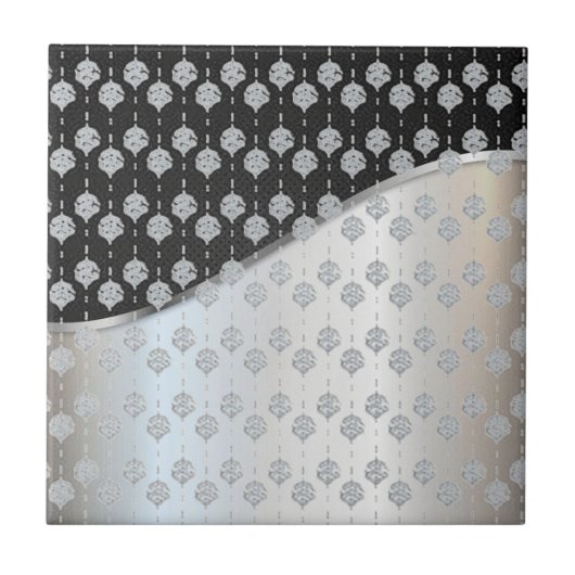 Moderne Schwarz-Silber-Keramik Fliese (Vorderseite)